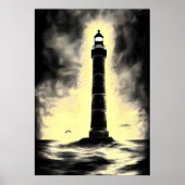 Das Leuchtturm am Meer | AI Art Poster (Vorne)