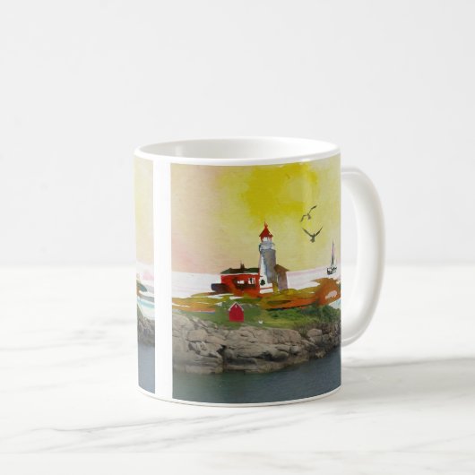Das Leuchtturm am Rocks Tee oder Kaffeetasse (VorderseiteRechts)