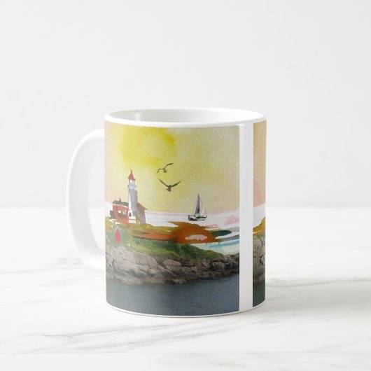 Das Leuchtturm am Rocks Tee oder Kaffeetasse (Vorderseite Links)