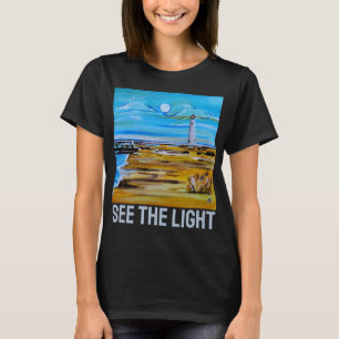 Das Leuchtturm am Strand Gemälde von Alfred Fox T-Shirt