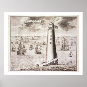 Das Leuchtturm Eddystone, mit Gravur von Hendrick  Poster