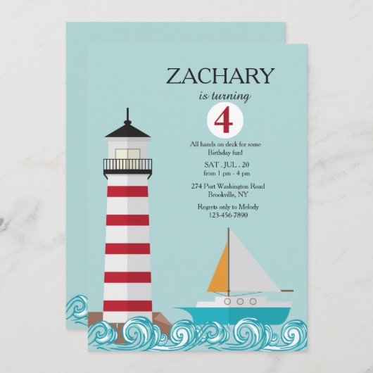 Das Leuchtturm Einladung (Vorne/Hinten)