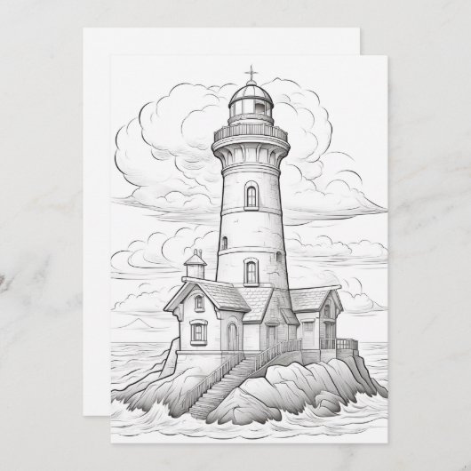 Das Leuchtturm | Farbe für Ihren eigenen Gruß (Vorne/Hinten)