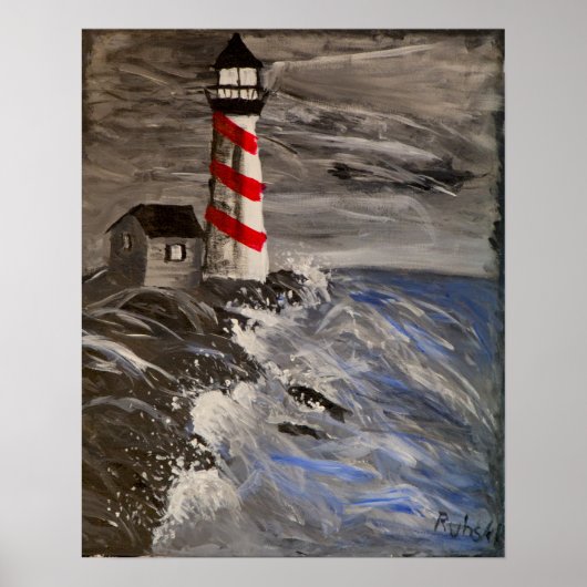Das Leuchtturm mit den roten Streifen Poster (Vorne)