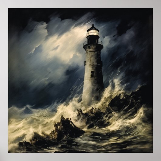 Das Leuchtturm von Storm Fine Art Poster (Vorne)