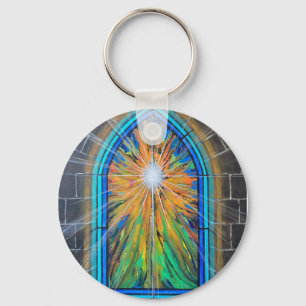 Das Licht 3 Kirchenfenster aus Buntglas Schlüsselanhänger