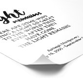 Das Licht bleibt Beerdigungsdenkmal Fotodruck (Ecke)