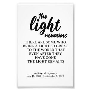 Das Licht bleibt Beerdigungsdenkmal Fotodruck