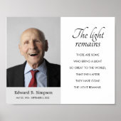 Das Licht bleibt das Beerdigungsgedicht mit Foto Poster (Vorne)