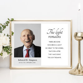 Das Licht bleibt das Beerdigungsgedicht mit Foto Poster