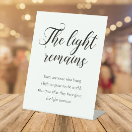 Das Licht bleibt die Gedenkfeier für Handschriften Sockelschild