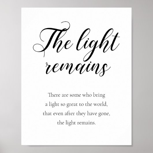 Das Licht bleibt die moderne Gedenkhochzeit Poster (Vorne)