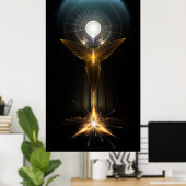 Das Licht der Hoffnung auf Goldene Flügel Fraktal Poster (Heimbüro)