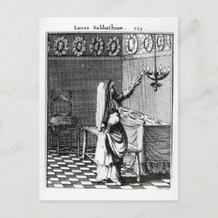 Das Licht der Sabbat Kerzen Postkarte