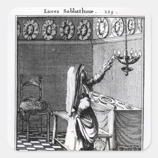 Das Licht der Sabbat Kerzen Quadratischer Aufkleber (Vorderseite)