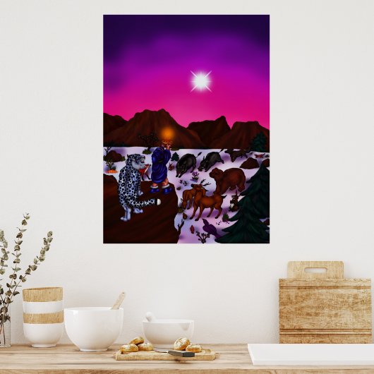 Das Licht der Weihnachtsmalerei Poster (Küche)