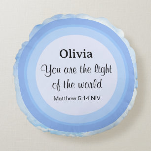 Das Licht des Namens des World Baby Blue Bible Ver Rundes Kissen