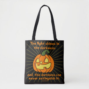 Das Licht strahlt in der Dunkelheit Jack-o-Laterne Tasche