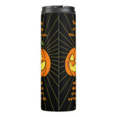 Das Licht strahlt in der Dunkelheit Jack-o-Laterne Thermosbecher (Rückseite)
