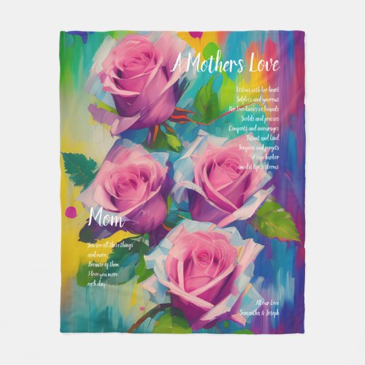 Das Liebe Gedicht einer Mutter mutig Schöne Rosen Fleecedecke (Vorderseite)