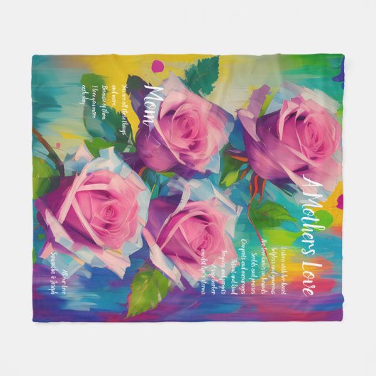 Das Liebe Gedicht einer Mutter mutig Schöne Rosen Fleecedecke (Vorderseite (Horizontal))