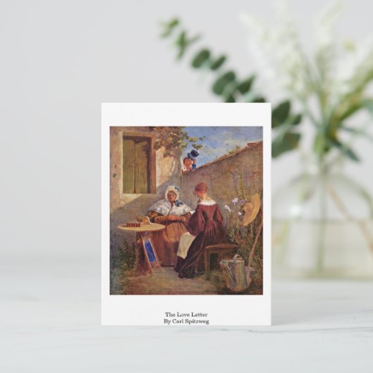 Das Liebe-Schreiben von Carl Spitzweg Postkarte (Stehend Vorderseite)