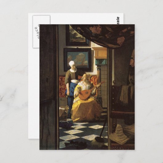 Das Liebe-Schreiben von Johannes Vermeer Postkarte (Vorne/Hinten)