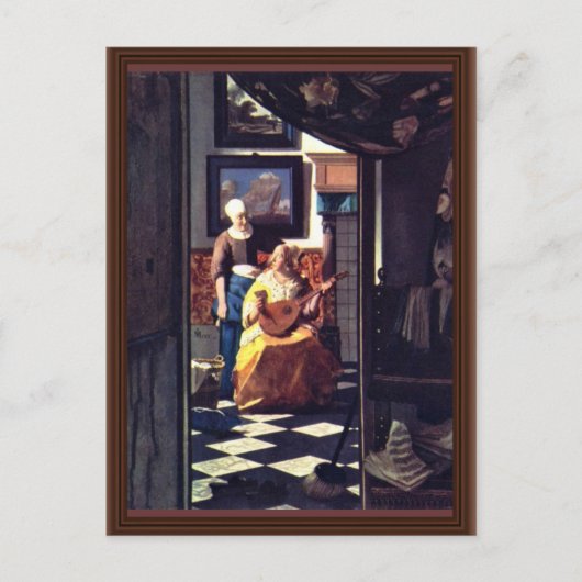 Das Liebe-Schreiben von Johannes Vermeer Postkarte (Vorderseite)
