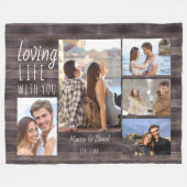 Das liebende Leben mit dir 5 Foto Collage Rustikal Fleecedecke (Vorderseite (Horizontal))