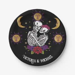 Das liebenswerte Skeleton Couple Gothic-Tarot Pappteller