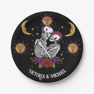 Das liebenswerte Skeleton Couple Gothic-Tarot Pappteller