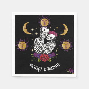 Das liebenswerte Skeleton Couple Gothic-Tarot Serviette