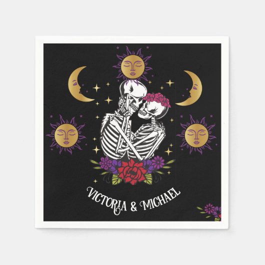 Das liebenswerte Skeleton Couple Gothic-Tarot Serviette (Vorderseite)