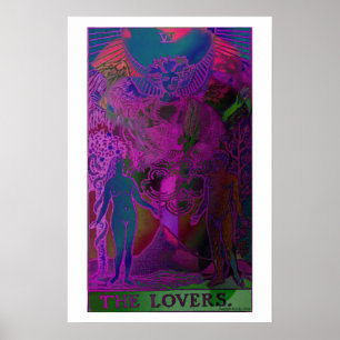 Das Liebhaber-Tarot-Karten-psychedelische Plakat
