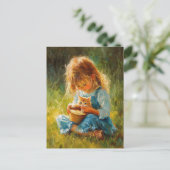 Das liebliche kleine Mädchen und ihre Kätzchen Postkarte (Stehend Vorderseite)