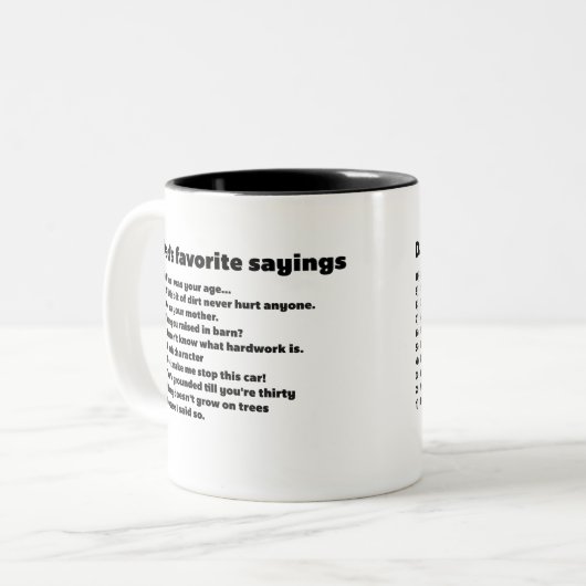 Das LieblingsSprichwort 10 Vaters - lustiges Qoute Zweifarbige Tasse (Vorderseite Links)
