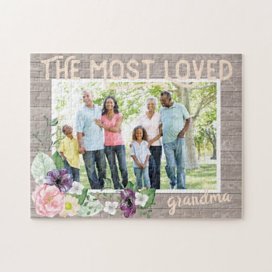Das liebste Oma - Rustikale Blume Puzzle (Horizontal)