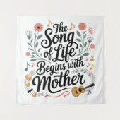 Das Lied des Lebens beginnt mit der Mutter Wandteppich (Vorderseite)