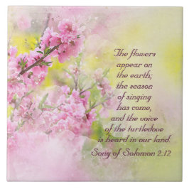Das Lied von Solomon 2:12 Blume erscheint auf der  Fliese