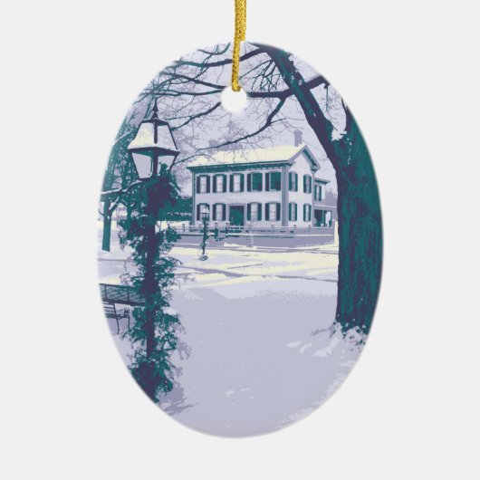 Das Lincoln-Zuhause am Weihnachten Keramikornament (Vorne)