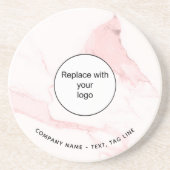 Das Logo aus rosa Marmor ist elegant und modern Getränkeuntersetzer (Vorne)