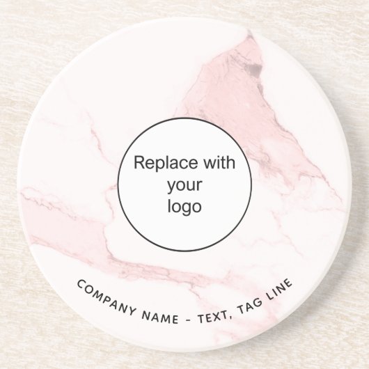 Das Logo aus rosa Marmor ist elegant und modern Getränkeuntersetzer (Vorne)