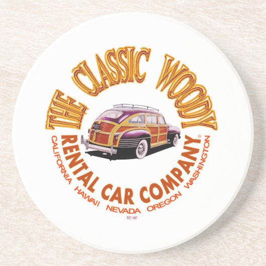 Das Logo der "Classic Woody Rental Car Company" Ve Getränkeuntersetzer (Vorne)