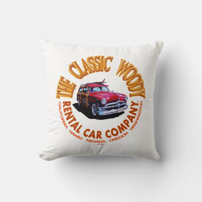 Das Logo der "Classic Woody Rental Car Company" Ve Kissen (Vorderseite)