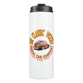 Das Logo der "Classic Woody Rental Car Company" Ve Thermosbecher
