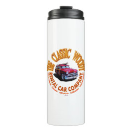 Das Logo der "Classic Woody Rental Car Company" Ve Thermosbecher
