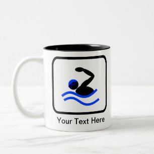 Das Logo des Schwimmers ist individuell anpassbar Zweifarbige Tasse