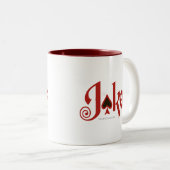 Das Logo "Joker spielen" Zweifarbige Tasse (VorderseiteRechts)