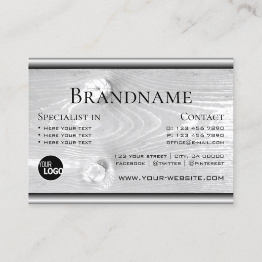 Das Logo "Natural Wood Grain White Woods" ist mode Visitenkarte (Rückseite)