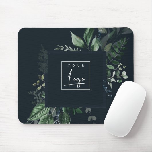Das Logo "Navy Modern Green Leafy Tropical Foliage Mousepad (Mit Mouse)